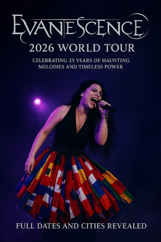 Evanescence’s Amy Lee Announces 2026 World Tour — 25 Years of Haunting Melodies, Raw Power, and Unforgettable Nights | Full Dates & Cities Inside